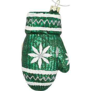 Bombka szklana rękawica zielona Greengate Christmas nitten Snowflake green large 10cm
