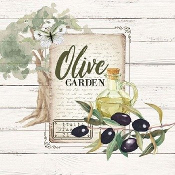 Ambiente, serwetki papierowe, lunchowe, Olive Garden, 33x33cm.