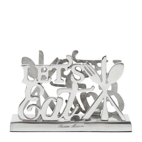 Serwetnik aluminiowy Riviera Maison Let's Eat Napkin Holder 19x6,5x12cm srebrny.