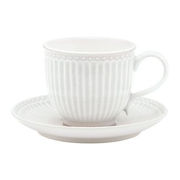 Filiżanka porcelanowa ze spodkiem Greengate Alice Biała H7,5  250ml.