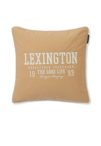 Lexington Poszewka na poduszkę Logo Organic Cotton Twill Pillow Cover bawełna 50x50cm beż/biały