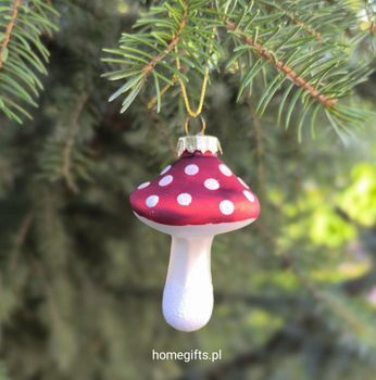 Bombka szklana muchomor Greengate Mushroom red hanging  9cm kolor czerwony/biały