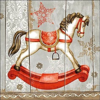 Serwetki papierowe Ambiente Rocking Horse z motywem konika na biegunach lunchowe 33x33cm