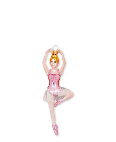 Bombka szklana Baletnica różowa Greengate Ornament glass Ballerina pale pink 16cm kolor różowy