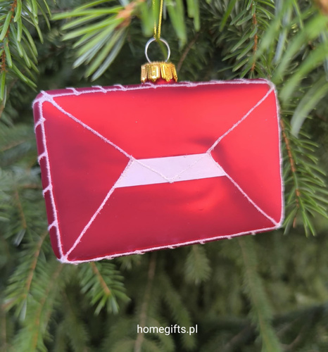 Bombka szklana list do Mikołaja Greengate Ornament glass Xmas letter red 7x11cm kolor czerwony