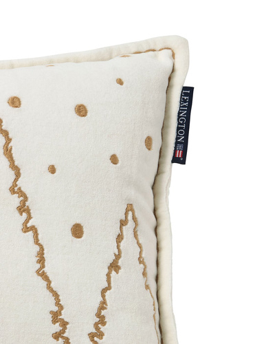 Lexington Poduszka Świąteczna Kamieniczka złota Winter House Organic Cotton Velvet 50x30 cm kolor biały 100% bawełna