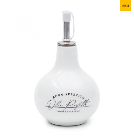 Riviera Maison Butelka na oliwę porcelanowa biała Olio Perfetto Bottle h11cm