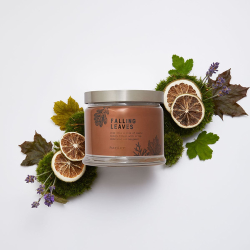Świeca sojowa zapachowa Partylite Falling Leaves Spadające Liście 3 knotowa czas palenia 45-60h