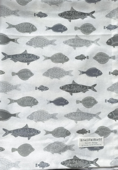 Ręcznik kuchenny Ryby Fish Krasilnikoff Danish Design kolor biały/ szary 50x70cm 100% bawełna
