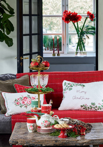 Greengate Poszewka świąteczna na poduszkę Merry Christmas Charline 40x60cm bawełna