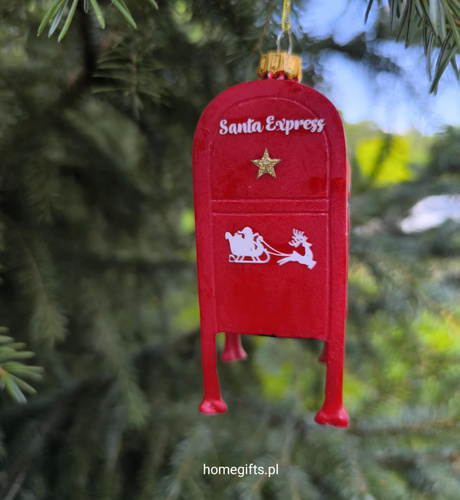 Bombka szklana skrzynka na listy Greengate Ornament glass Postbox red 11,5cm kolor czerwony