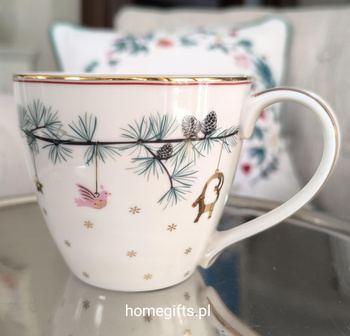 Kubek świąteczny porcelanowy Greengate Mug Juana wpite 9x10cm kolor biały 300ml