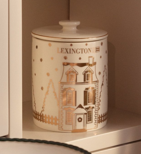 Pojemnik świąteczny na ciastka Kamieniczka Lexington 16x13cm kolor biały/złoty