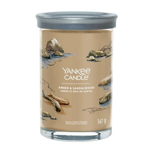 Yankee Candle Signature Świeca zapachowa Amber & Sandalwood Bursztyn i Drzewo Sandałowe duży tumbler 567g dwa knoty wosk sojowy