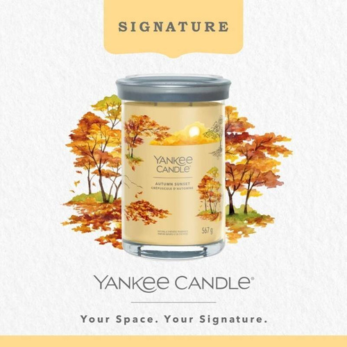 Yankee Candle Signature Świeca zapachowa Autumn Sunset Jesienny Zachód Słońca duży tumbler 567g dwa knoty wosk sojowy