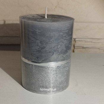 Świeca dekoracyjna Elegance walec kolor szary 9x7cm czas palenia około 45h