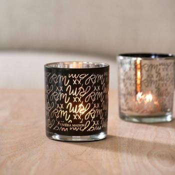 Riviera Maison Świecznik szklany na tealight RM Logo Votive black silver  8x7,5cm czarny