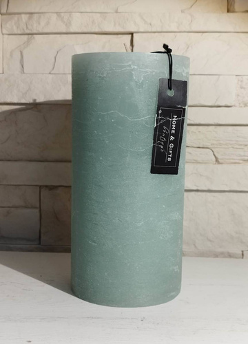 Świeca dekoracyjna walec Rustic kolor szałwiowy 20x10cm czas palenia około 170h