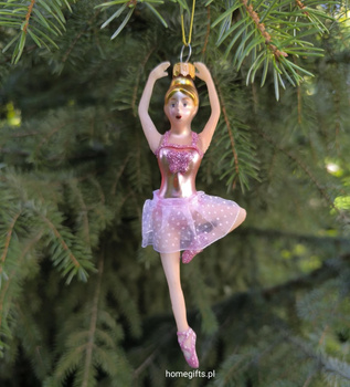 Bombka szklana Baletnica różowa Greengate Ornament glass Ballerina pale pink 16cm kolor różowy
