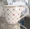 Kubek porcelanowy Greengate Mug Clarina heart white kolor biały/czerwony/złoty