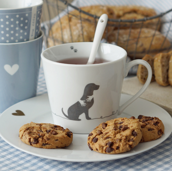 Krasilnikoff Kubek Porcelanowy z psem Dog  biały H9cm 350ml