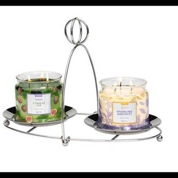 Świecznik metalowy Mix & Mingle Double Jar Display Stand srebrny H23cmx35x21cm