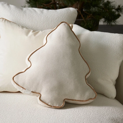 Riviera Maison Poduszka świąteczna choinka Wonderful Christmas Tree Box Pillow 47x50cm poliester kolor naturalnego lnu 