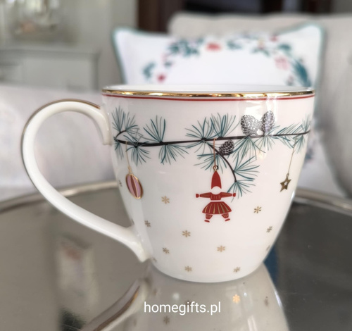 Kubek świąteczny porcelanowy Greengate Mug Juana wpite 9x10cm kolor biały 300ml 