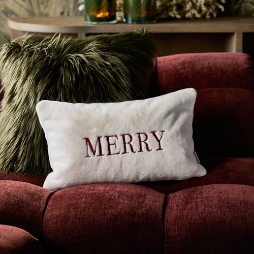 Riviera Maison Poszewka świąteczna na poduszkę Merry Christmas Pillow Cover 50x30 cm kolor ciemny biały/bordo