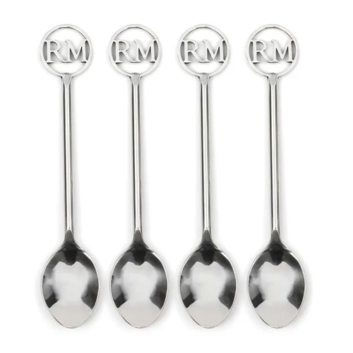 Riviera Maison Łyżeczki do kawy lub herbaty kpl 4 szt RM Monogram Spoons stal szlachetna kolor srebrny 14x2,5cm