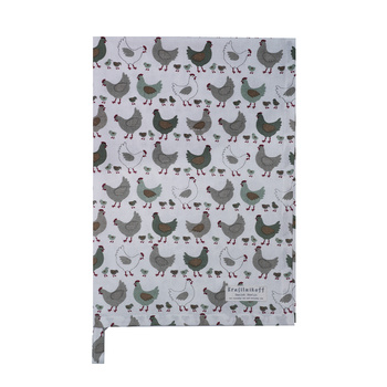 Ręcznik kuchenny Kury i kurczaki zielony Chickens Green Krasilnikoff Danish Design kolor szary/ biały/ beżowy / zielony 50x70cm 100% bawełna