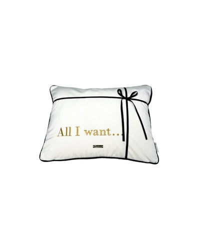 Poduszka świąteczna All I Want.... White & Gold poliester 30x40 złamana biel