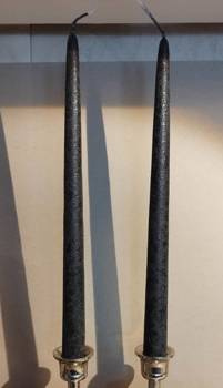 Świeca dekoracyjna stołowa stożek kpl 2 szt czas palenia około 10h kolor czarny welur 30x2,4cm