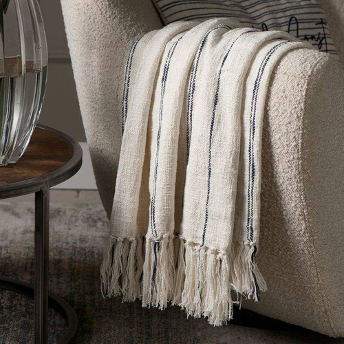 Riviera Maison Pled Coast Stripe Throw 170x130 bawełna