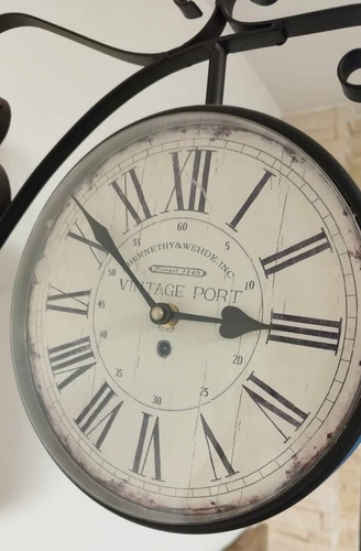Zegar dworcowy dwustronny Vintage Port Belldeco