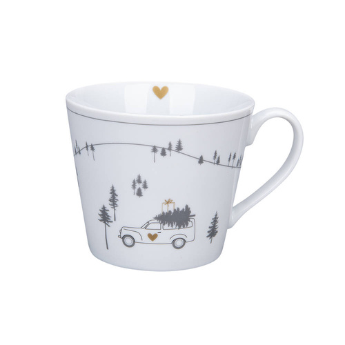 Krasilnikoff Kubek Porcelanowy Riding Home For Christmas biały H9cm 400ml