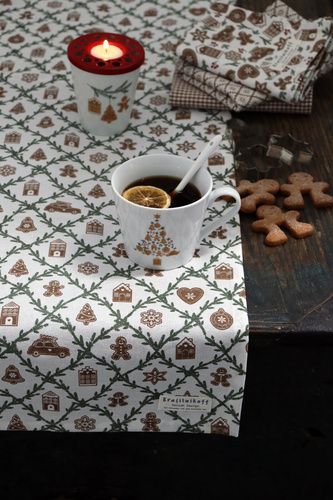 Bieżnik świąteczny Gingerbread Krasilnikoff Danish Design 34x118cm 100% bawełna