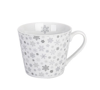 Krasilnikoff Kubek Porcelanowy Śnieżynki Snowfllakes biały H9cm 350ml