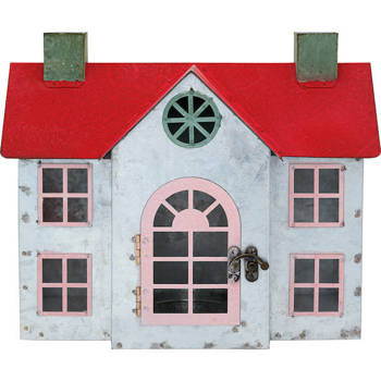 Greengate Domek metalowy na świecę tealight House Decoration Charline Red Large