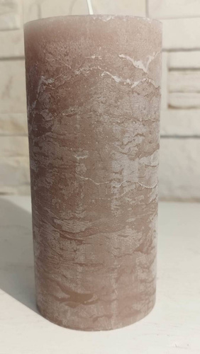Świeca dekoracyjna walec Rustic ciemny beż 10x7cm czas palenia około 45h