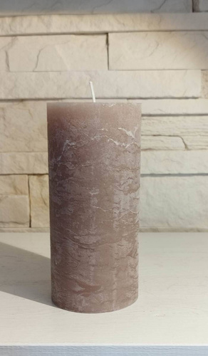 Świeca dekoracyjna walec Rustic ciemny beż 15x7cm czas palenia około 70h