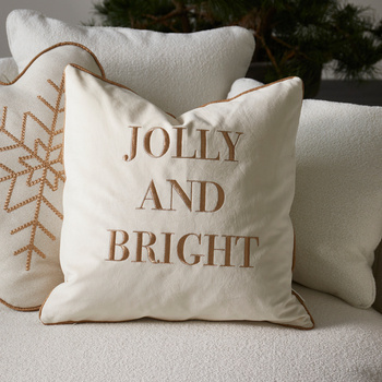 Riviera Maison Poszewka świąteczna na poduszkę Jolly & Bright Pillow Cover 50x50 cm biała poliester