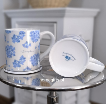 Lexington Kubek ceramiczny z motywem hortensji kolor śmietanowa biel/błękitny 400ml