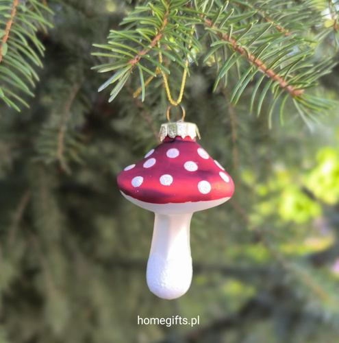 Bombka szklana muchomor Greengate Mushroom red hanging  9cm kolor czerwony/biały