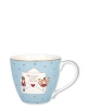 Kubek świąteczny porcelanowy Greengate Mug Xmas letter pale blue 9x10cm kolor błękitny 300ml