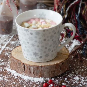 Krasilnikoff Kubek Porcelanowy Śnieżynki Snowfllakes biały H9cm 350ml