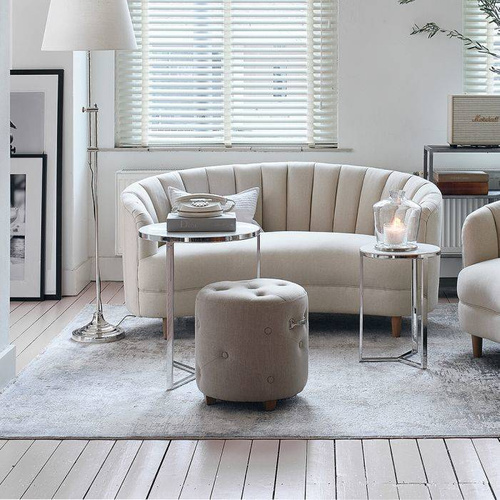 Riviera Maison Pufa Bowery Footstool linen Flax len kolor naturalny 46x43cm