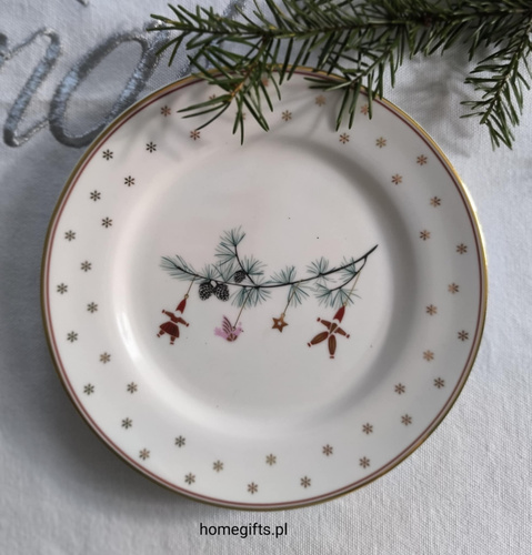Talerzyk świąteczny mały Greengate Small plate Juana white porcelasna kolor biały 15cm