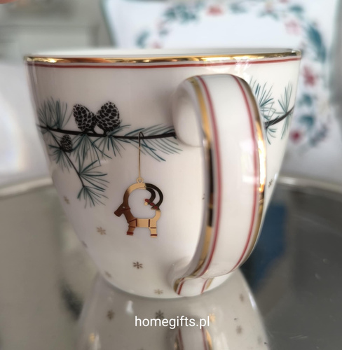 Kubek świąteczny porcelanowy Greengate Mug Juana wpite 9x10cm kolor biały 300ml 