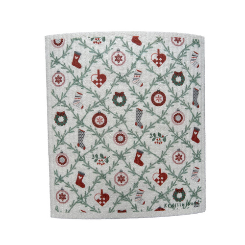 Szwedzkie zmywaki kuchenne ściereczki kuchenne Swedish Dishcloth Christmas Diagonal 70% celuloza 30% bawełna 19x17cm